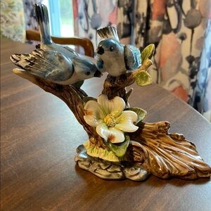 Charming Bird Figurine with Floral Accent